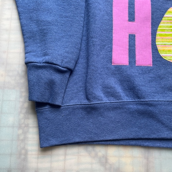 Upcycled Appliquéd Easter Hip Hop Blue Crewneck Sweatshirt, L, Craftcore Cute - Picture 6 of 6